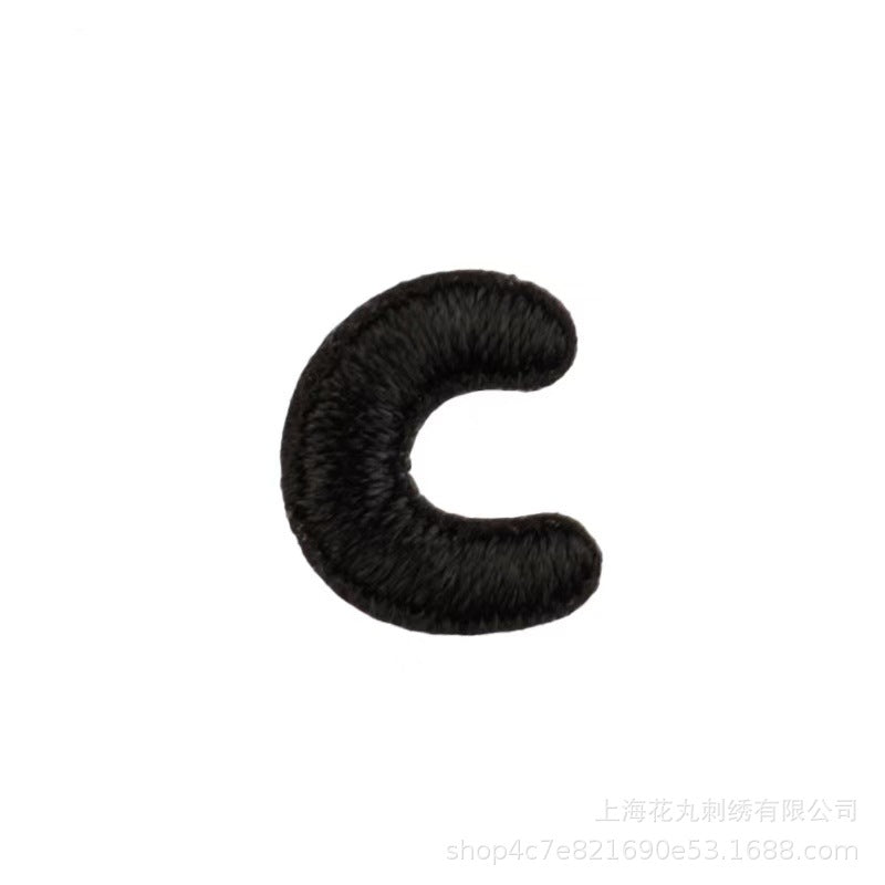 Embroidered Patches Custom Iron-On Name Tag, Black Alphabet