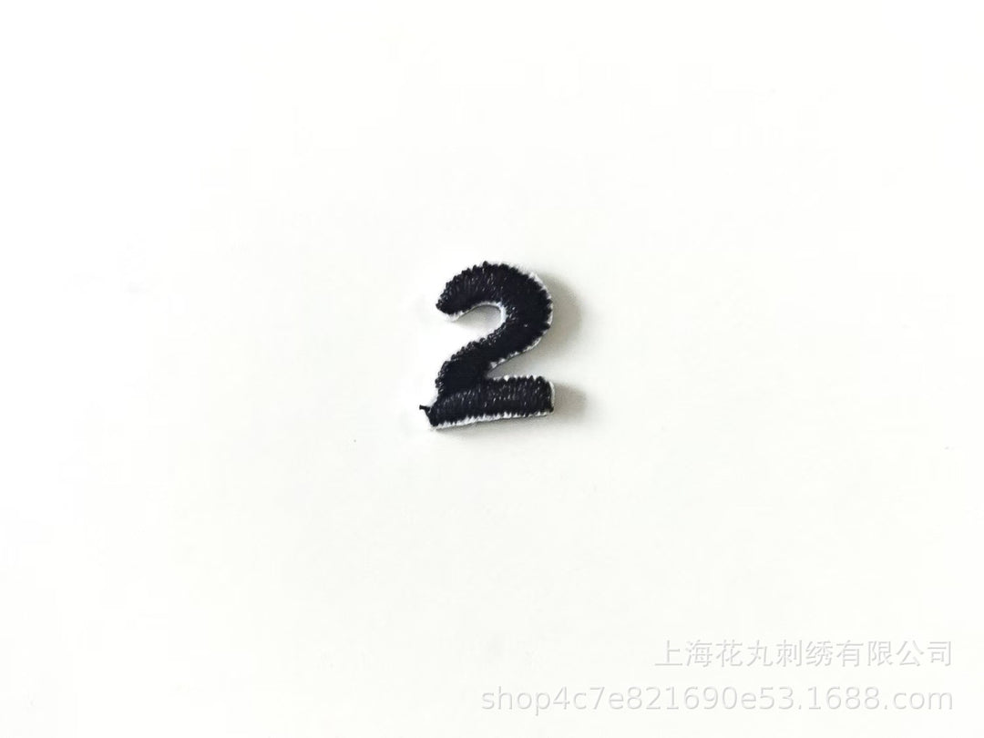Embroidered Patches Custom Iron-On Name Tag, Set of Black Numbers