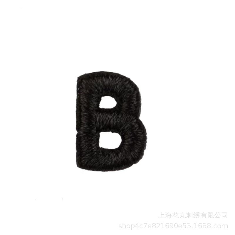 Embroidered Patches Custom Iron-On Name Tag, Black Alphabet