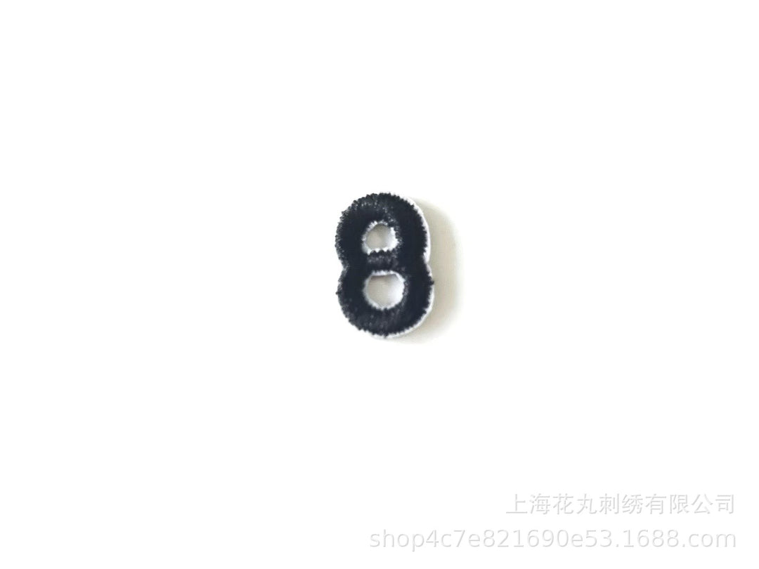 Embroidered Patches Custom Iron-On Name Tag, Set of Black Numbers